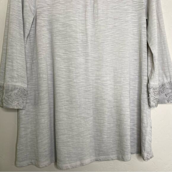 Soft Surroundings Gray Embroidered Cotton Blend 3/4 Sleeve Tunic Top Small - Picture 11 of 13